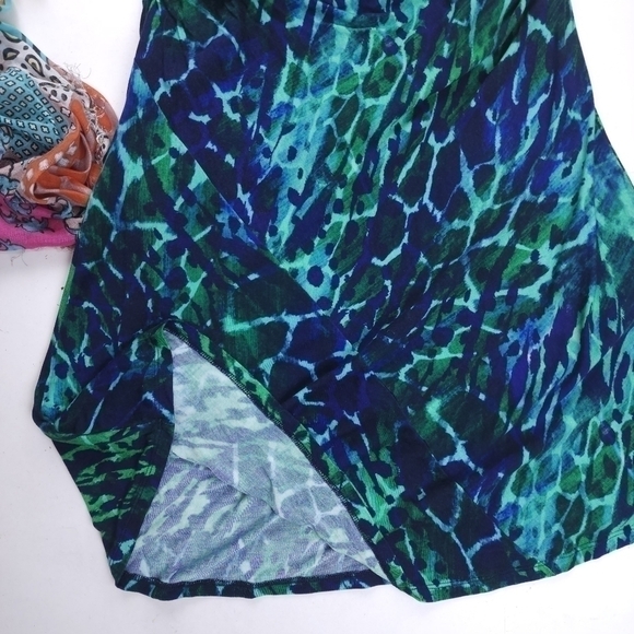 Soft Surroundings Blue Green Side Rouged Soft Viscose Blend Dress Sz M - Picture 9 of 11